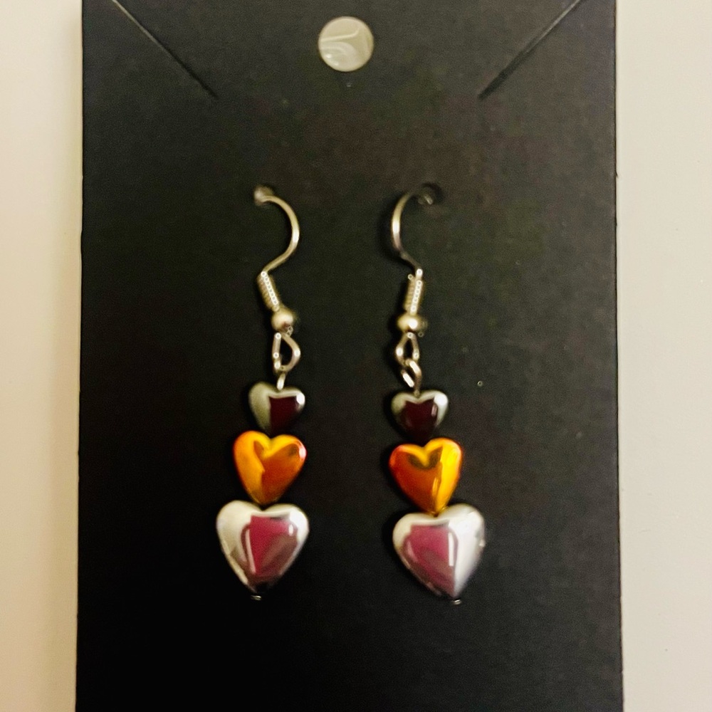 Harriet Ave Jewels Pink and Silver Heart Earrings - Picture 3 of 4